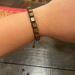 Gold Tone Hematite Adjustable Bracelet -